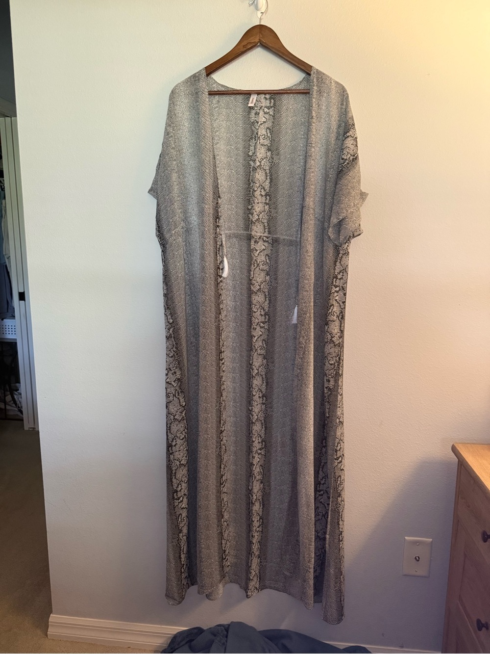 Neutral Gray Snake-Print Maxi Cover Up
